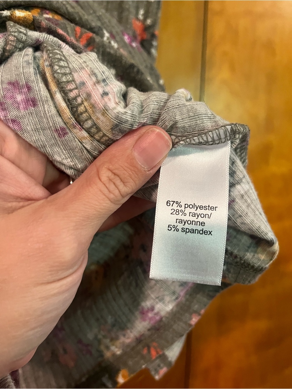 Maurices Gray Floral Ribbed Camisole with Tie Waist - Picture 5 of 9